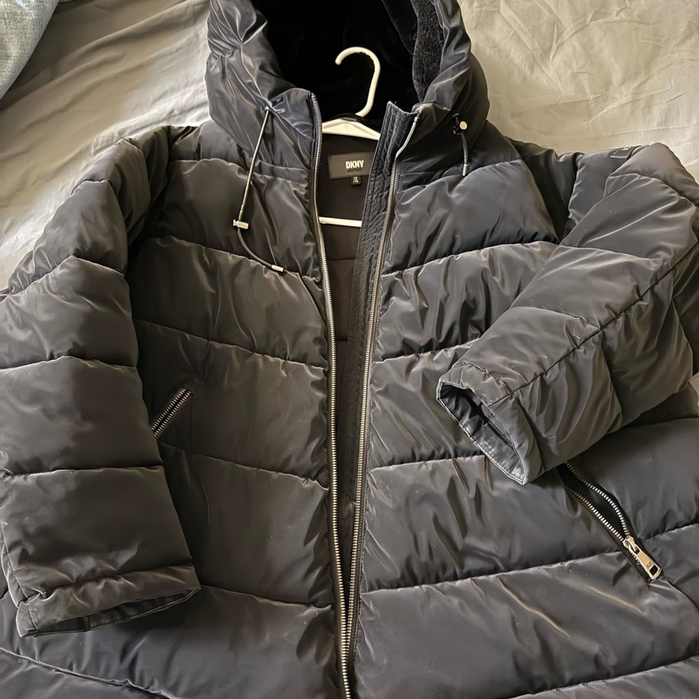 DKNY Shiny Black Puffer Jacket